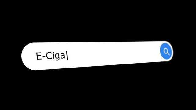 E-Cigarettes typing internet browser search bar.