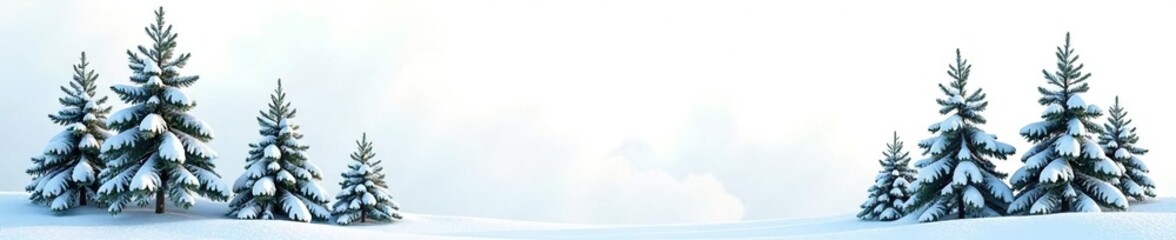 Single branches of fir isolated on white background, winter, snow, trees