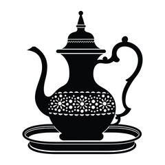 Turkish Coffee Pot Silhouette, Vector, Icon, Logo, White Background.