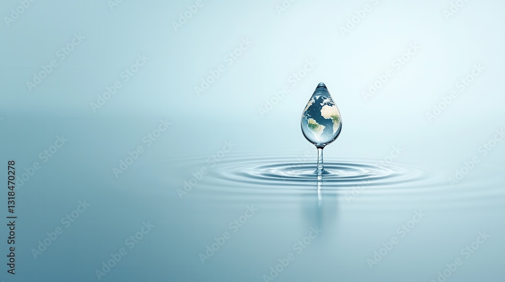 Poster a visually stunning and captivating digital depicting a single ethereal water drop resting on a sere