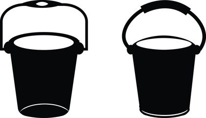 Bucket silhouette vector style with white background..
