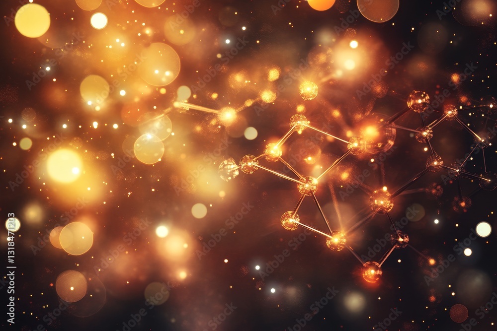 Poster abstract background with glowing particles and light effects