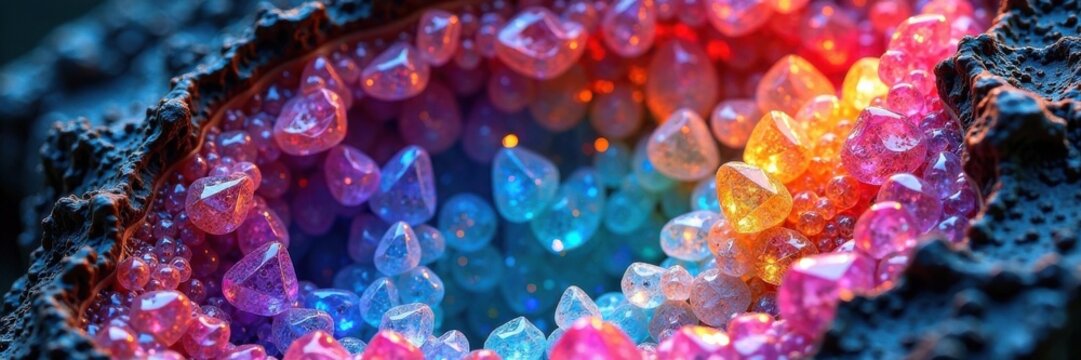 Colorful Geode Crystal Formation, rock, geode, formation