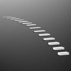 Minimalist abstract staircase design, featuring a series of floating steps forming a geometric zigzag pattern. The artwork has a monochrome color scheme with soft shadows