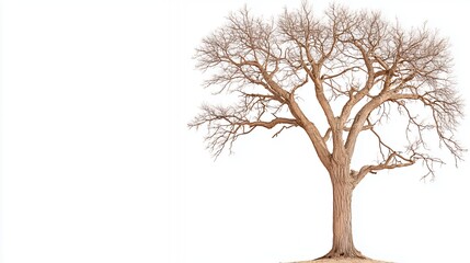 Obraz premium Detailed Illustration of a Leafless Brown Tree on White Background