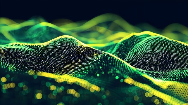 Flowing stream of binary code in green