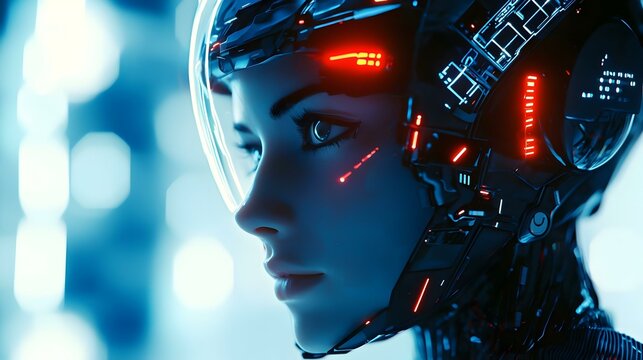 Futuristic Female Artificial Intelligence AI