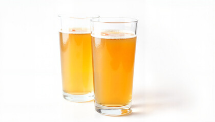 Elegant kombucha in clear glassware with vibrant hues, refreshing drink