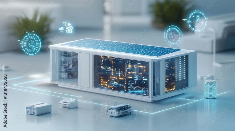 Poster technologically advanced smart home powered by intelligent systems and integrated automation for ene