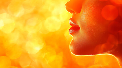 Captivating profile portrait vibrant background digital art warm environment side view emotional expression