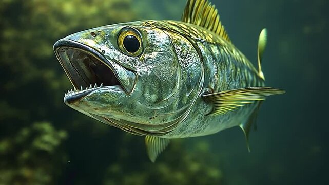 Majestic Seriola Dumerili A Close-Up Underwater Portrait