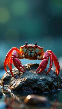 Crabe g?ant sur un rocher, crabe, eau sal?e, oc?an