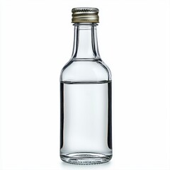 Charming glass tonic bottle featuring a natural cork top ideal for storing aromatic liquids on a bright white surface