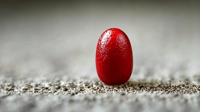 Single Red Egg on Textured Surface Minimalist Still Life Photography