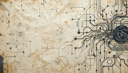 Obraz premium Abstract technology background. . Oil paint illustration.