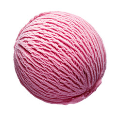 Close-up of a pink ice cream scoop on transparent background