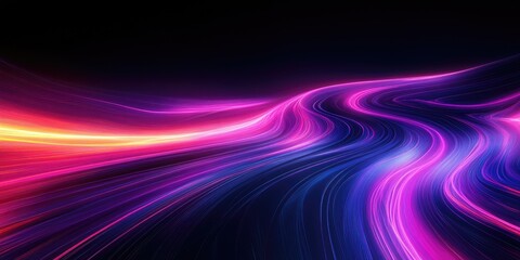Colorful abstract flow of light trails creating a dynamic visual effect in a dark background