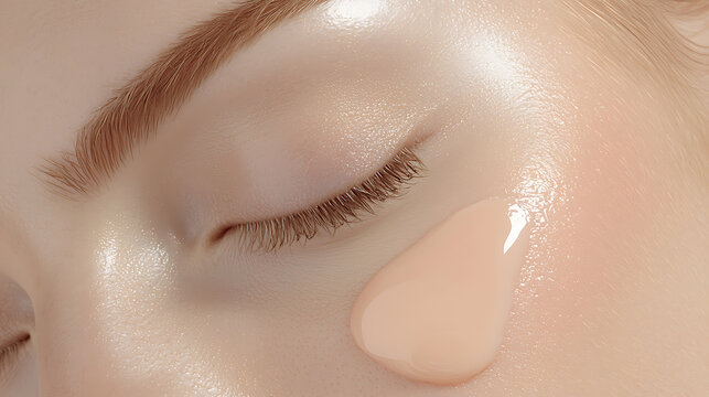 Applying liquid foundation for flawless skin beauty studio makeup tutorial professional environment close-up view skin care tips