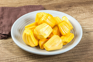 Raw ripe yellow jackfruit segment