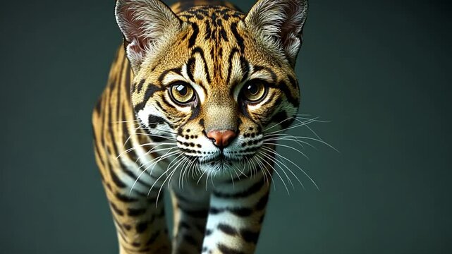 Majestic Ocelot Portrait Wild Cat Close-up
