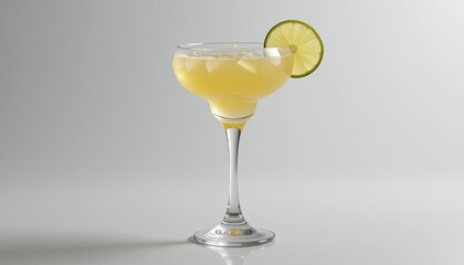 Margarita cocktail in a glass isolated on a transparent background, perfect for summer party designs.

