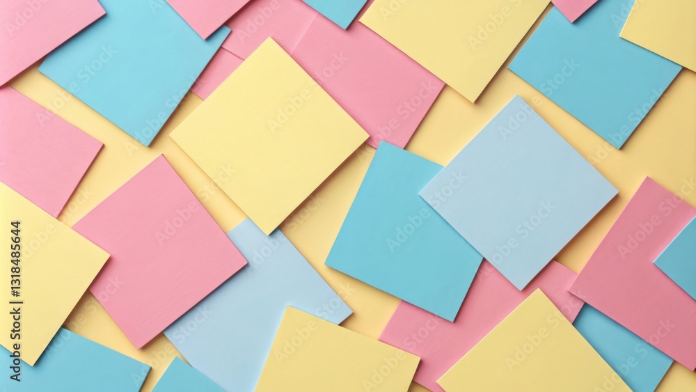 Poster abstract geometric pattern with pastel colored paper squares