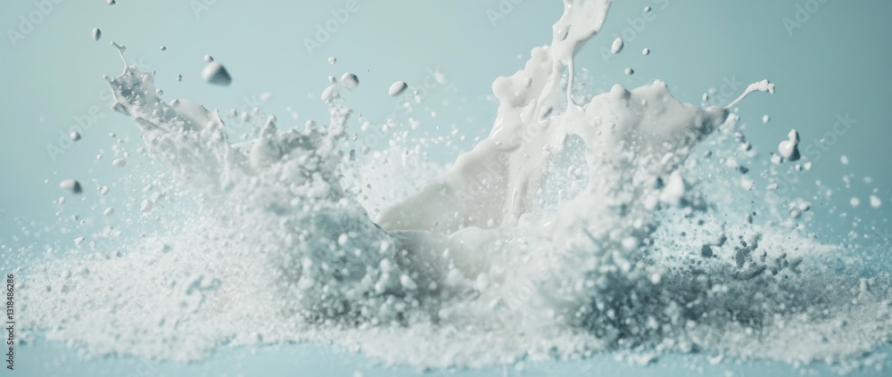 Aufkleber powerful waves create a dramatic splash against a soft backdrop of foam and mist in a serene coastal