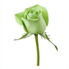Stunning single sage green rose flower isolated on a pristine white background ideal for contemporary floral designs