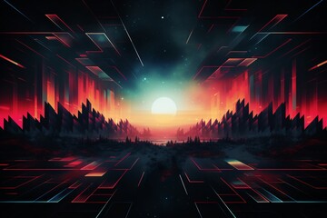 black geometric background combined with retro VHS style