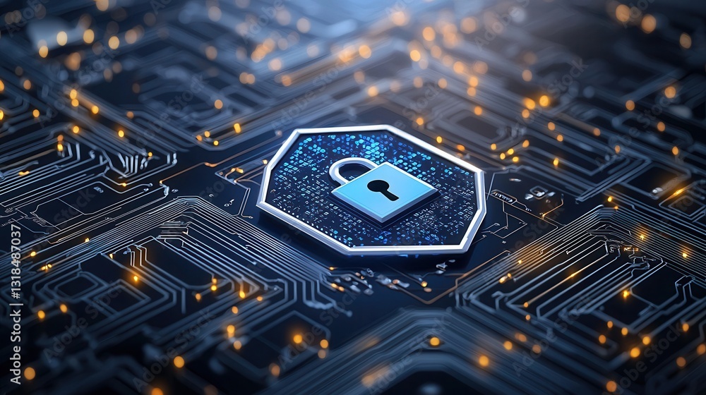 Poster advanced digital security concept with futuristic technological elements a visual representation of 