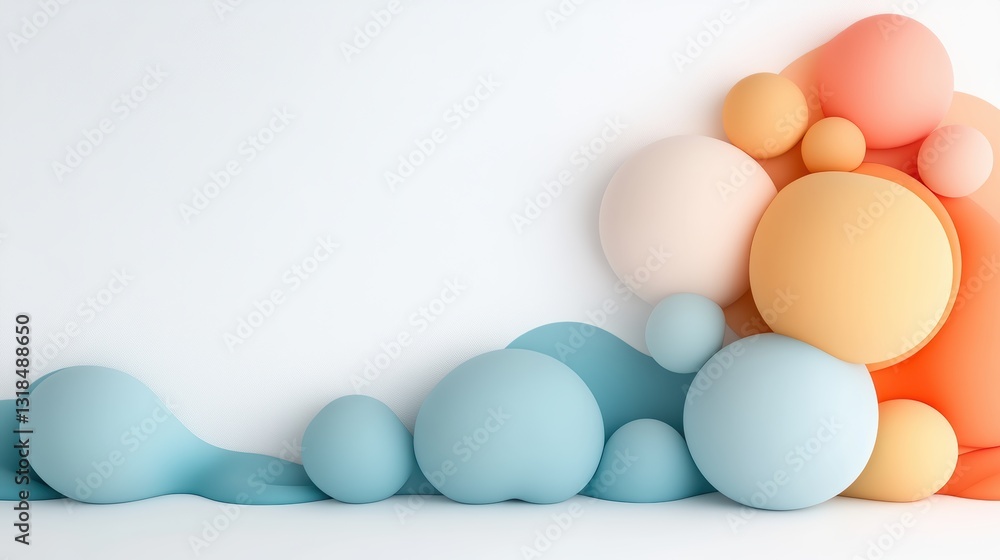 Poster a colorful arrangement of smooth, rounded shapes in various sizes and shades, creating a playful and