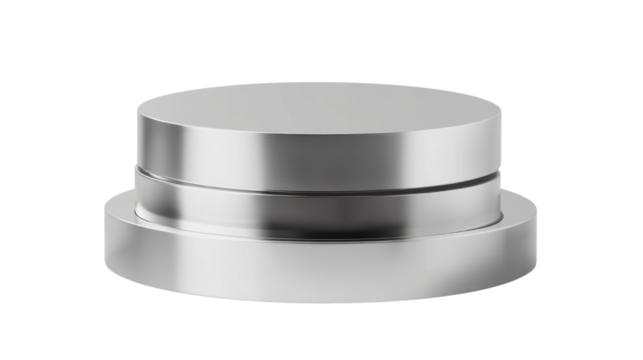 a dual level silver pedestal display isolated on white background