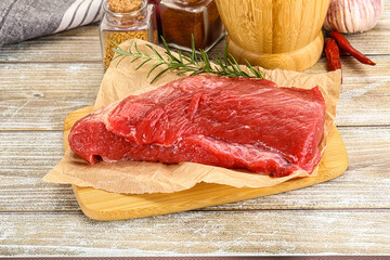 Raw beef flesh for cooking