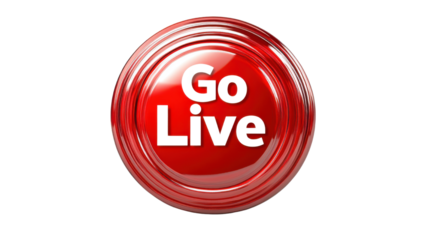 a glossy button with the text go live isolated on white background