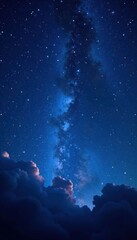 Fototapeta premium Celestial night sky with numerous stars in a deep blue atmosphere, night sky, cosmos, stargazing