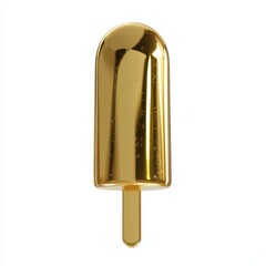Bright gold popsicle isolated on a bright white background