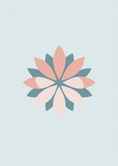 Obraz premium A flat vector logo of a cute flower, birds eye view, in a simple minimalist style, on a white background, with no shadows, using pastel colors 