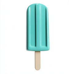 Bright turquoise popsicle isolated on a bright white background