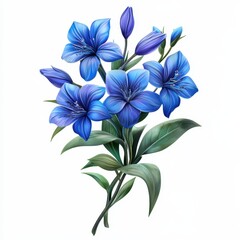 Fototapeta premium Bouquet of bright indigo flowers isolated on clear white background