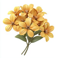Obraz premium Bouquet of bright pastel yellow flowers isolated on clear white background