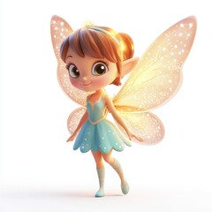 Tiny fairy with glowing wings, isolated on clear white background © Sergey Fedchenko
