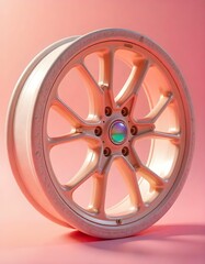 Obraz premium Rose Gold Wheel on Pink