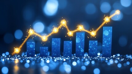 A futuristic dark layout with illuminated line charts and numeric data points.