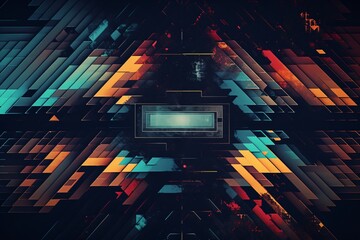 black geometric background combined with retro VHS style