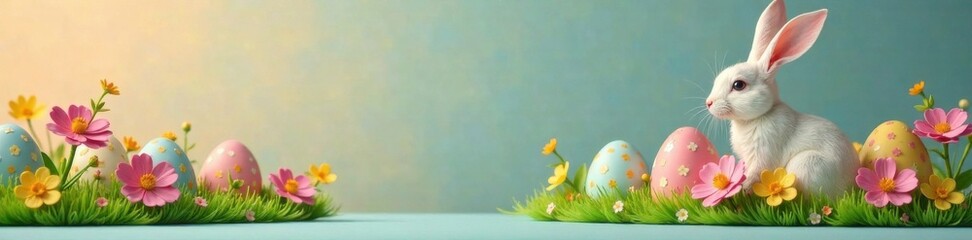 Obraz premium Colorful paper cut rabbit egg card on a table, easter card, gift, branch