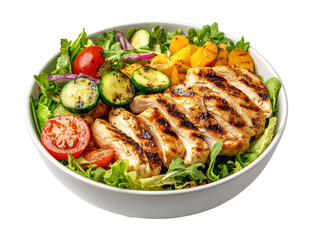 Grilled chicken salad bowl with mixed vegetables