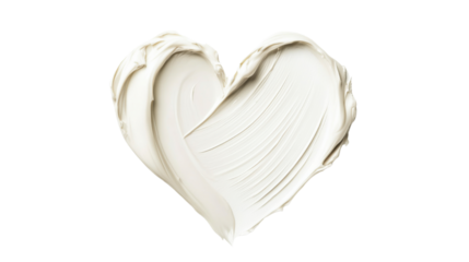 beauty skincare cream swipe smear in heart shape isolated on white background