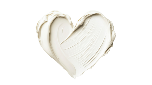 beauty skincare cream swipe smear in heart shape isolated on white background