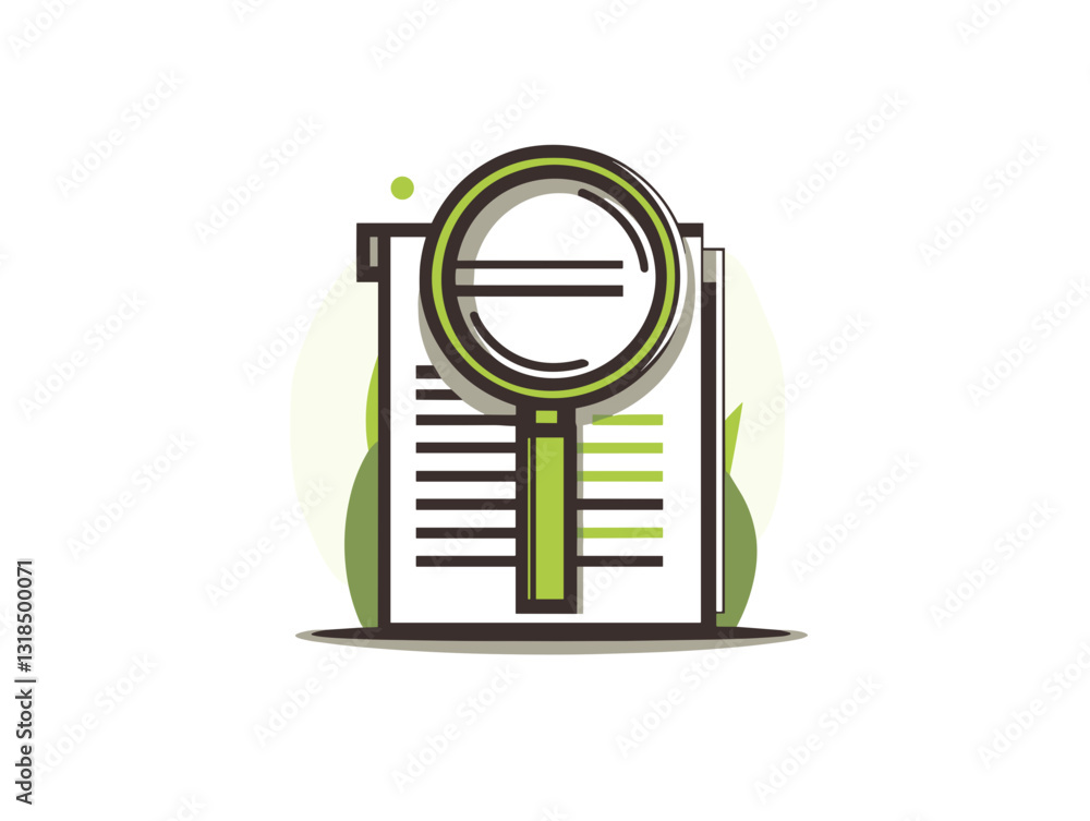 Poster magnifying glass over a document representing research in a modern design with copy space