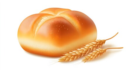 Bread which is delicious with wheat, on a white background